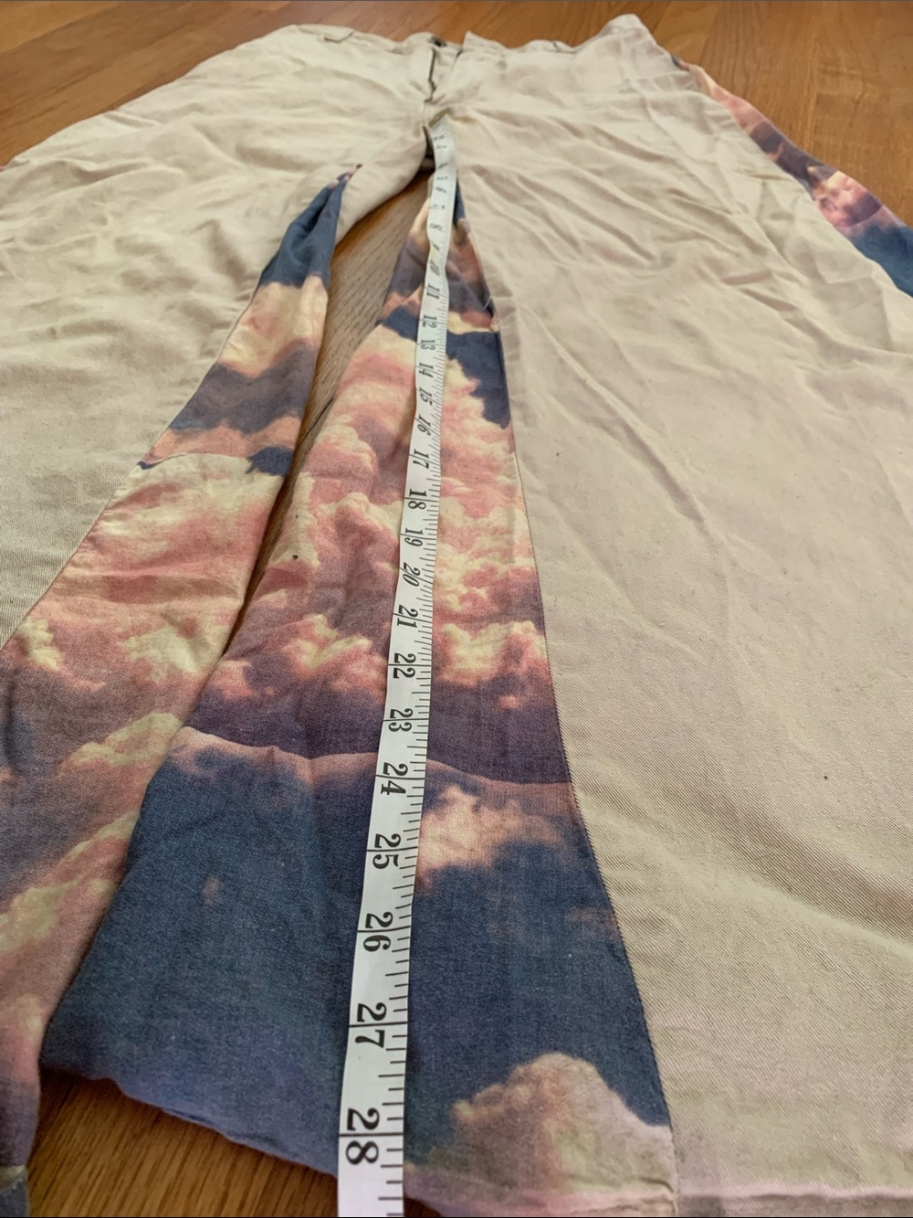 Vintage 1997 Auraze for Beau Baker Wide Leg Panel Rave Pants Cloud Print - Picture 13 of 16